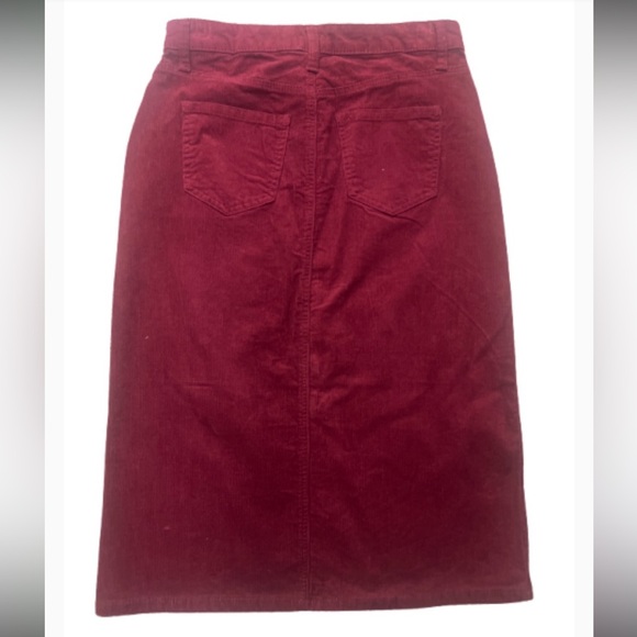 Time and Tru Burgundy Red Corduroy Western Cottage core midi Skirt - Picture 7 of 11